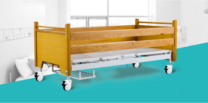 H2h Comfortable Wooden Functional Manual Homecare Bed for Patient