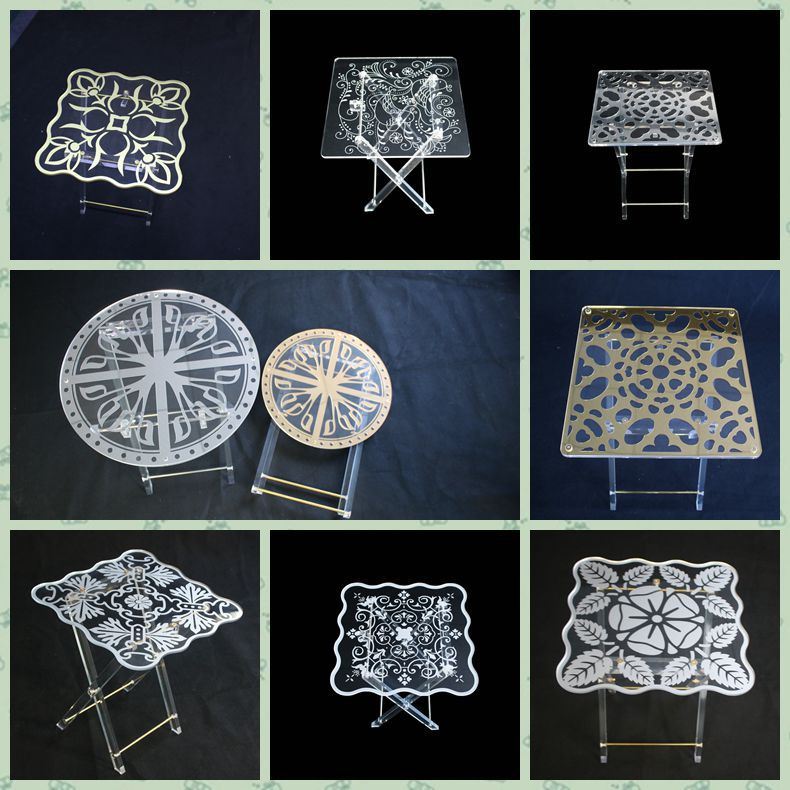 4PCS a Set Double-Side Gold Round Acrylic Folding Table