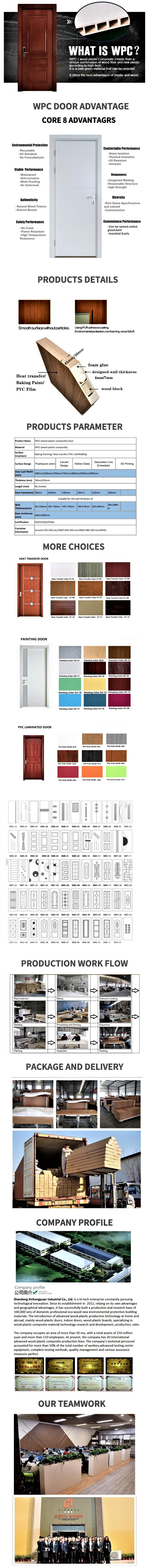 Waterproof Interior Wood Plastic Composite WPC Door for Bedroom