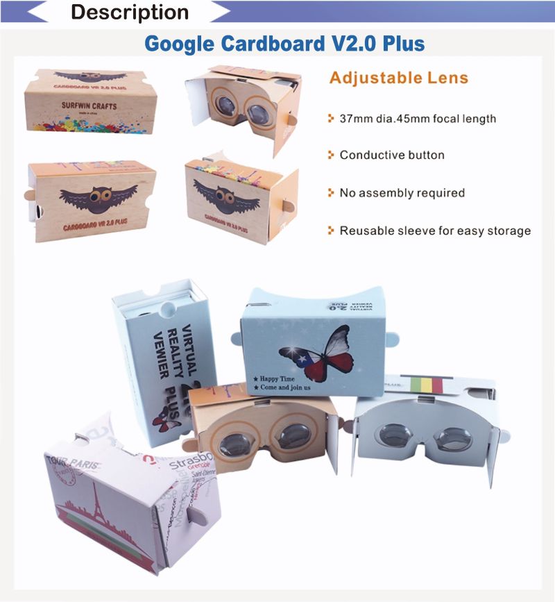 New Model Google Cardboard V2 Plus, 3D Vr Glasses for Smartphone