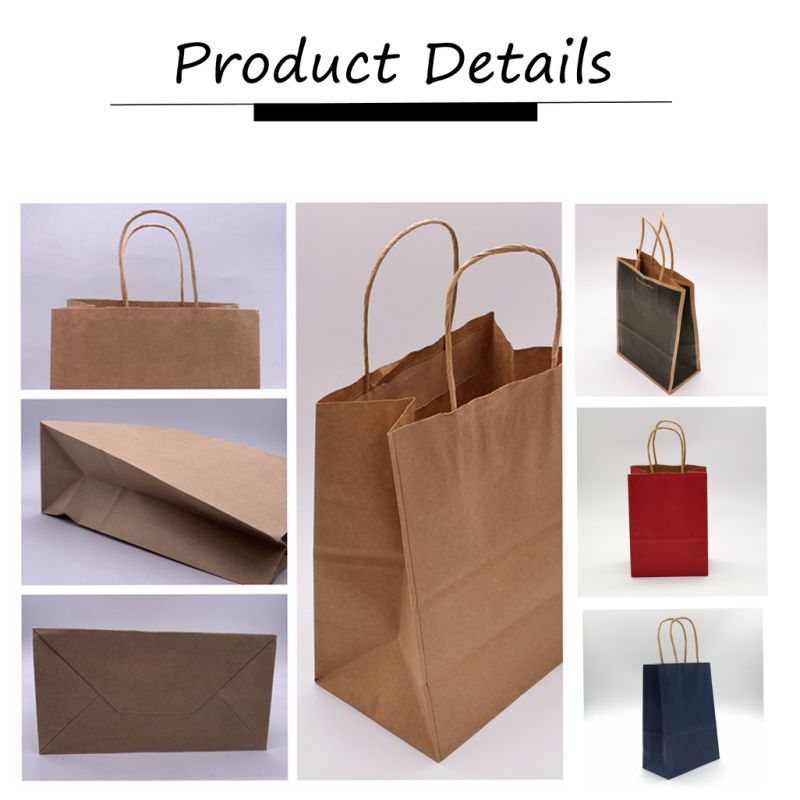 Gift Paper Brown Paper Bag with Handles Shopping Bags