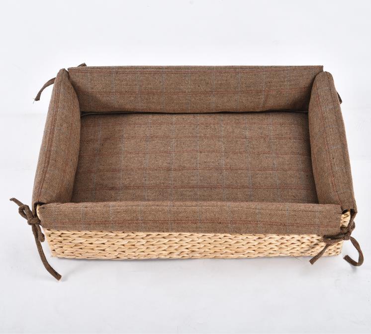Detachable Handmade Cattail Weave Pet Cat Dog Bed