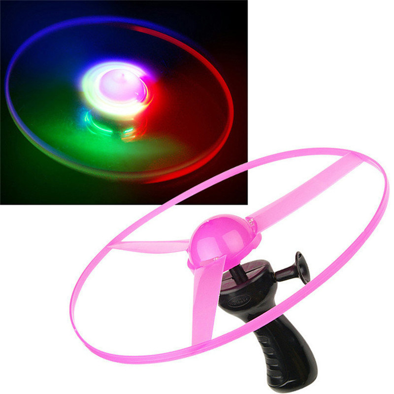 Funny Colorful Pull String UFO LED Flying Disc Plastic Toys