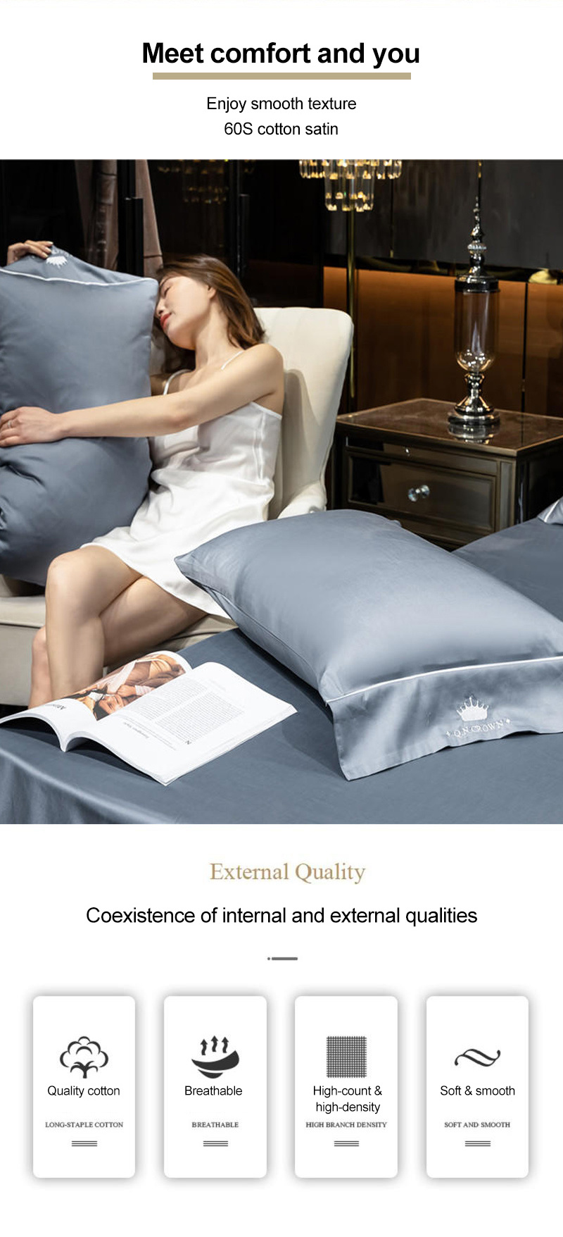 Sheraton 5 Star Hotel Bedding Set Smooth Embroidery for