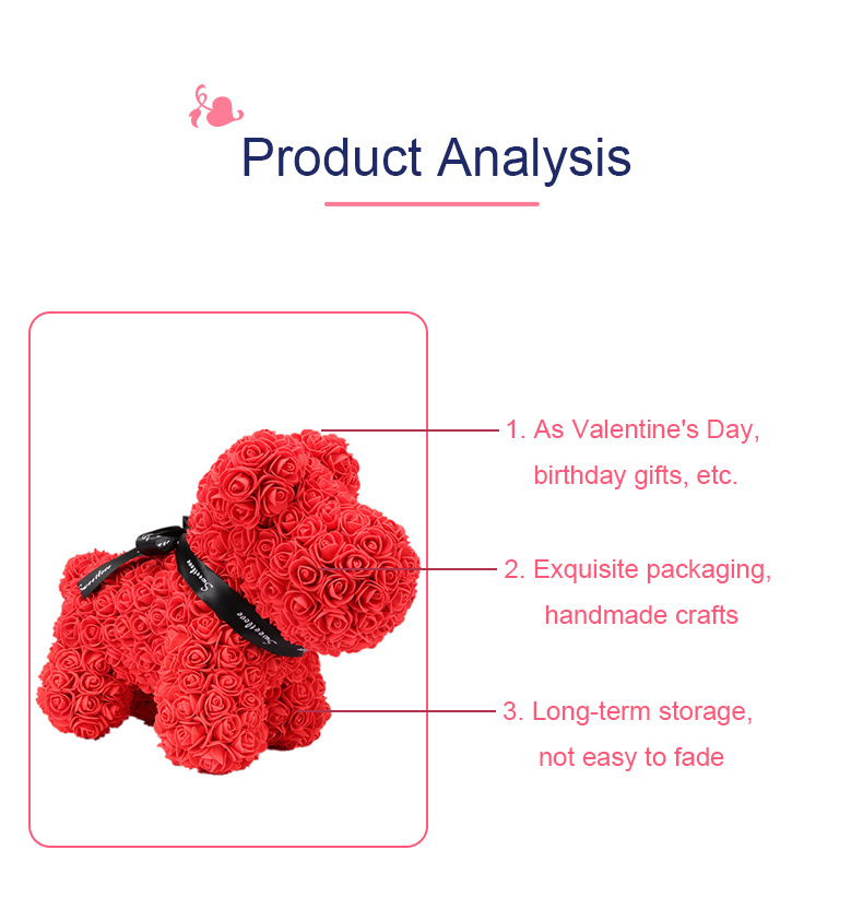 Products Artificial Foam Rose Dog for Wedding Gifts Rose Dog Rose Teddy