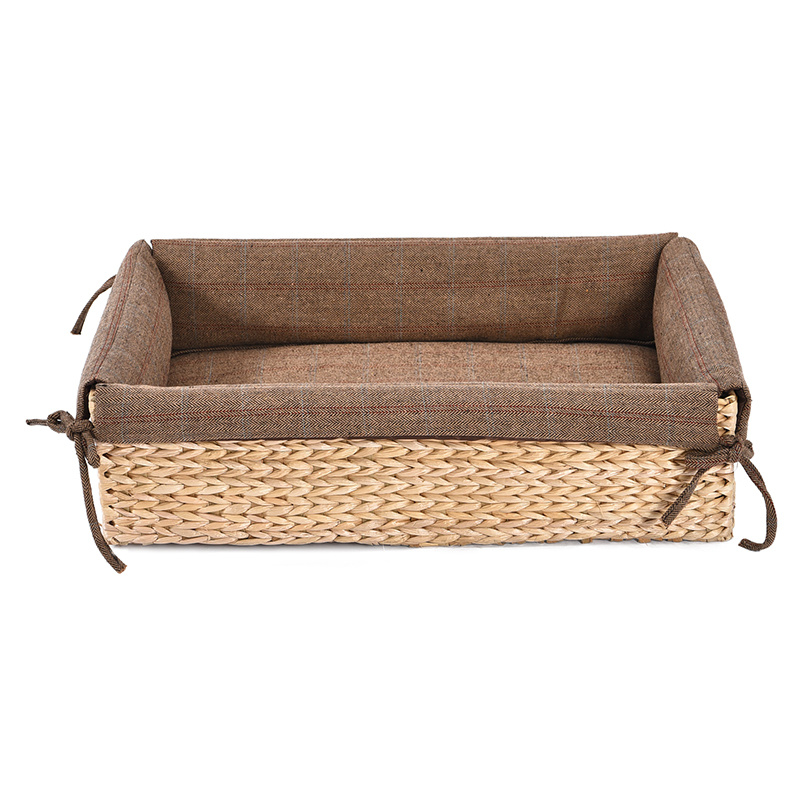 Detachable Handmade Cattail Weave Pet Cat Dog Bed