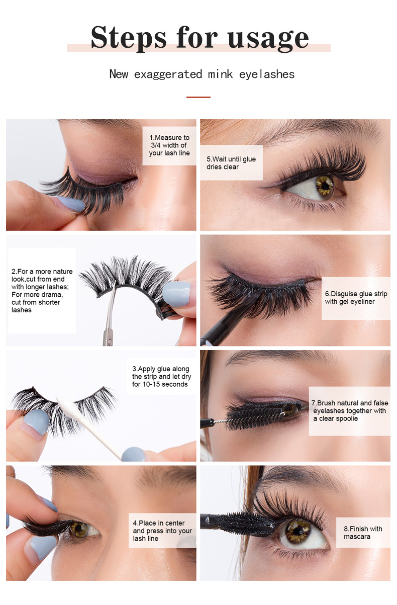 Luxury 3D 5D 6D 25mm Real Mink Fur Eyelashes Fluffy Silk Strip Eyelash Extension Fluffy Lashes