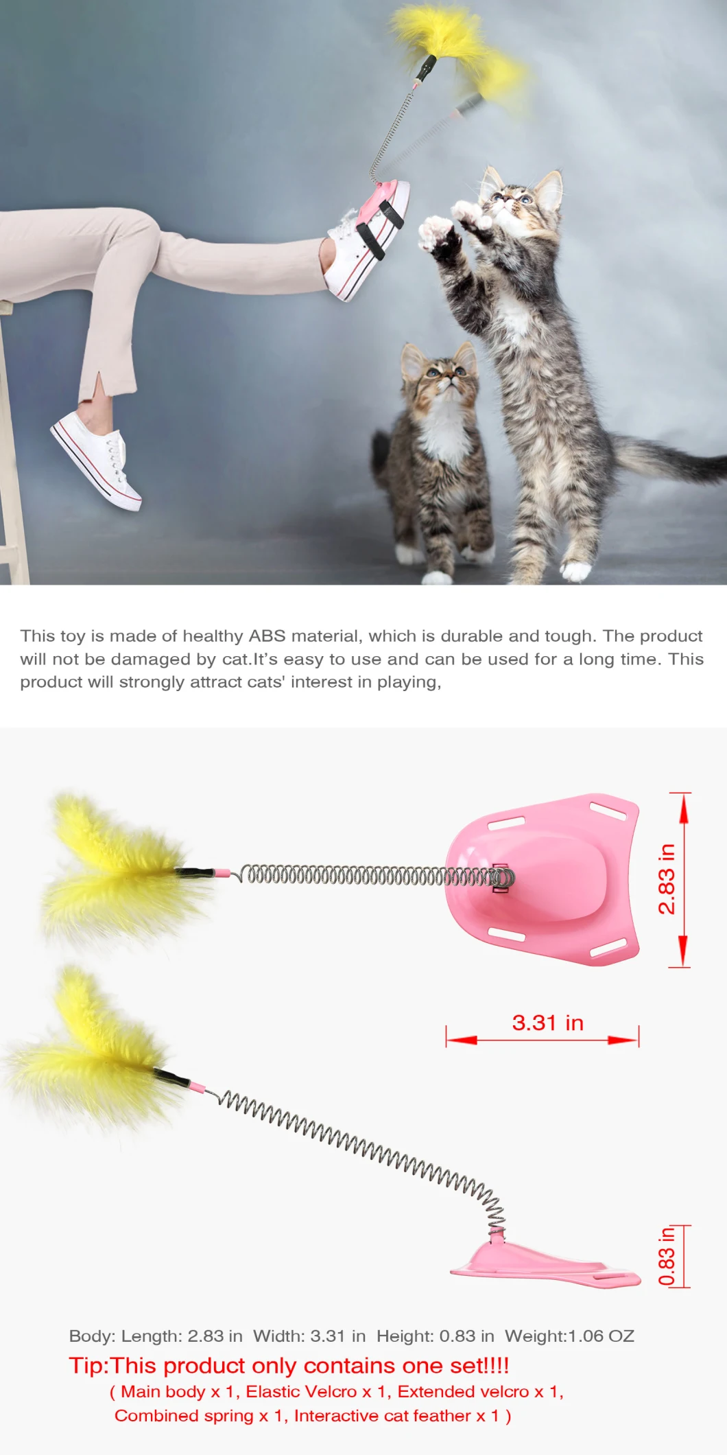 Wholesale Pet Products Factory Funny Fixed to The Foot Cat Toys with Feather