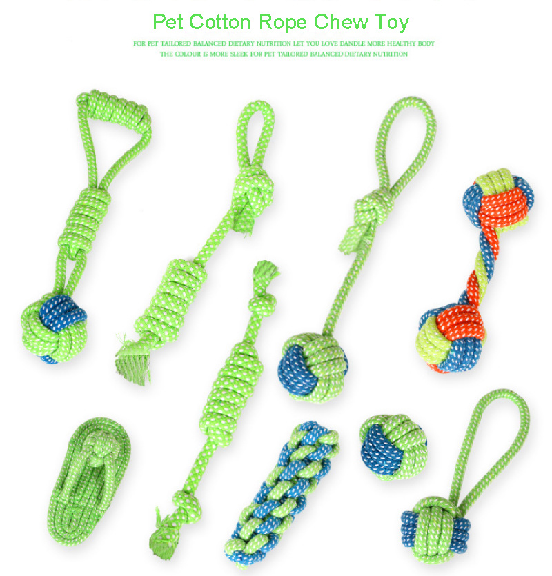 9 Piece Set Pet Cotton Chew Rope Toy for Dogs and Cats