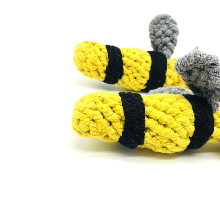 High Quality Pet Dog Toy Hand-Woven Bee Shaped Cotton Pet Rope Toy