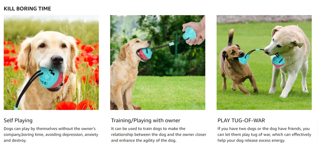 Pet Product Dog Interactive Rope Toys Suppliers Suction Cup Dog Chew Ball Toy