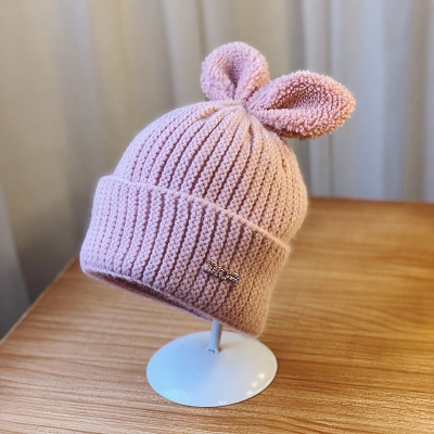 Cute Bunny Ears Hat Knitted Woollen Hat for Autumn and Winter