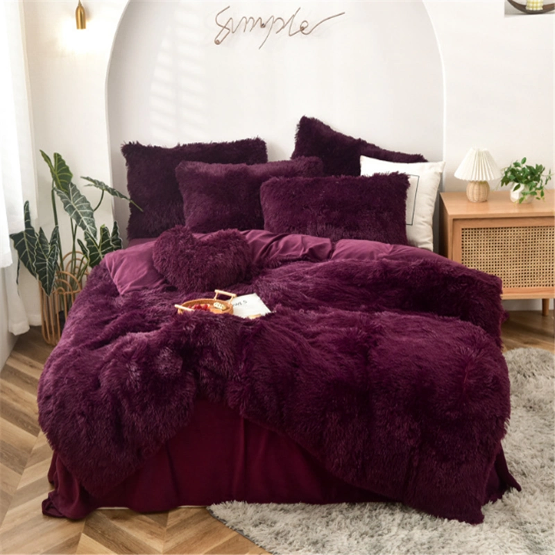 Luxury Fluffy Bed Sheets 100% Polyester Fluffy Bed Covers Bedding Set Comforter for Low Price Wholesale