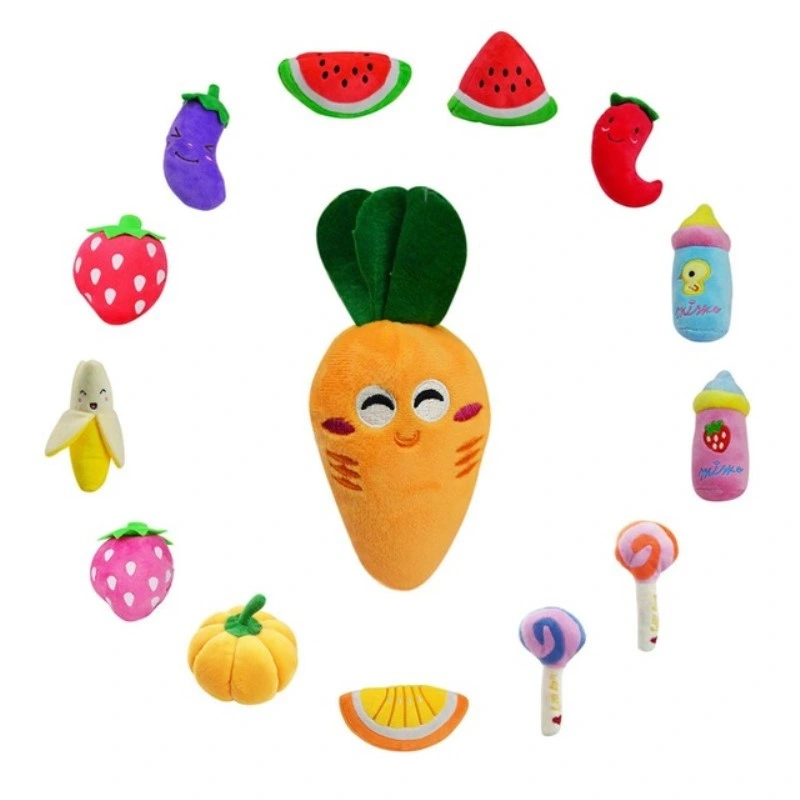 New Pet Plush Sound Fruits Vegetables Pet Chew Dog Toys Squeak Toys