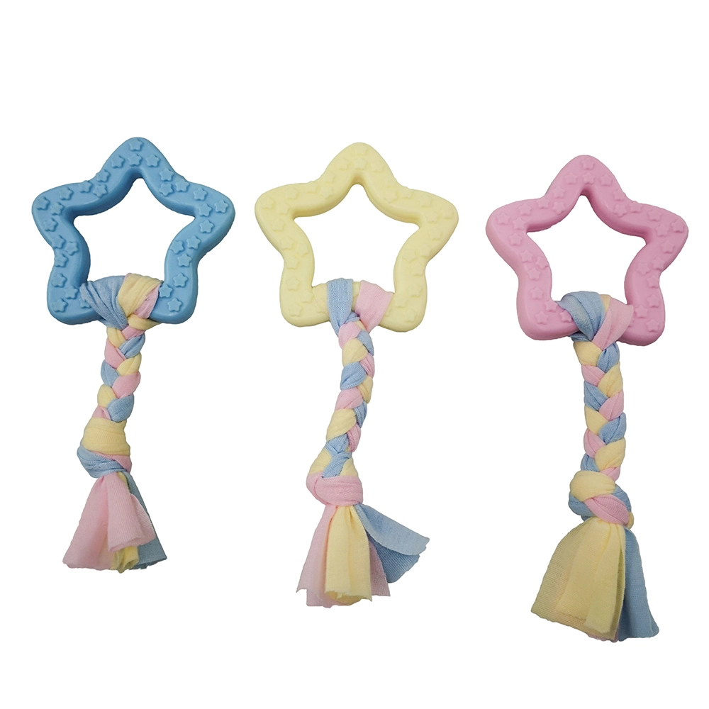 TPR Pet Chew Toy with Colorful Rope (Star Shape)