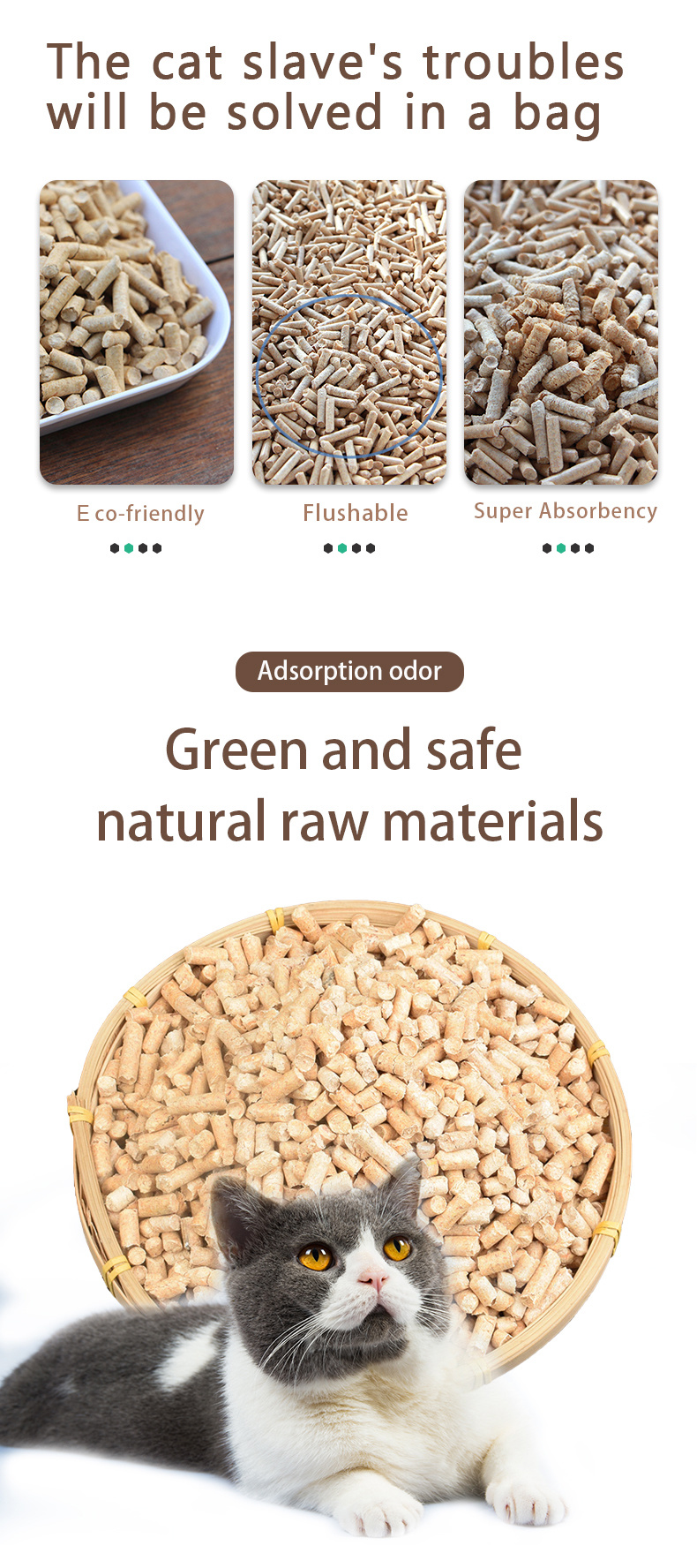 Natural Carbon Pine Wood Cat Litter Sand for Cat