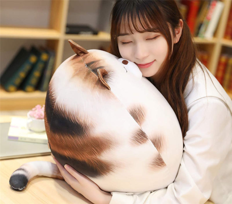 Cute Chubby Plush Cat Stuffed Animal Calico Cat Plush Toy Pillow