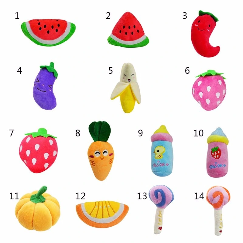 New Pet Plush Sound Fruits Vegetables Pet Chew Dog Toys Squeak Toys