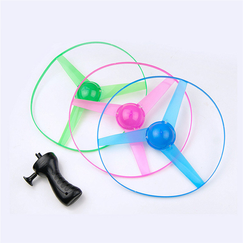 Funny Colorful Pull String UFO LED Flying Disc Plastic Toys