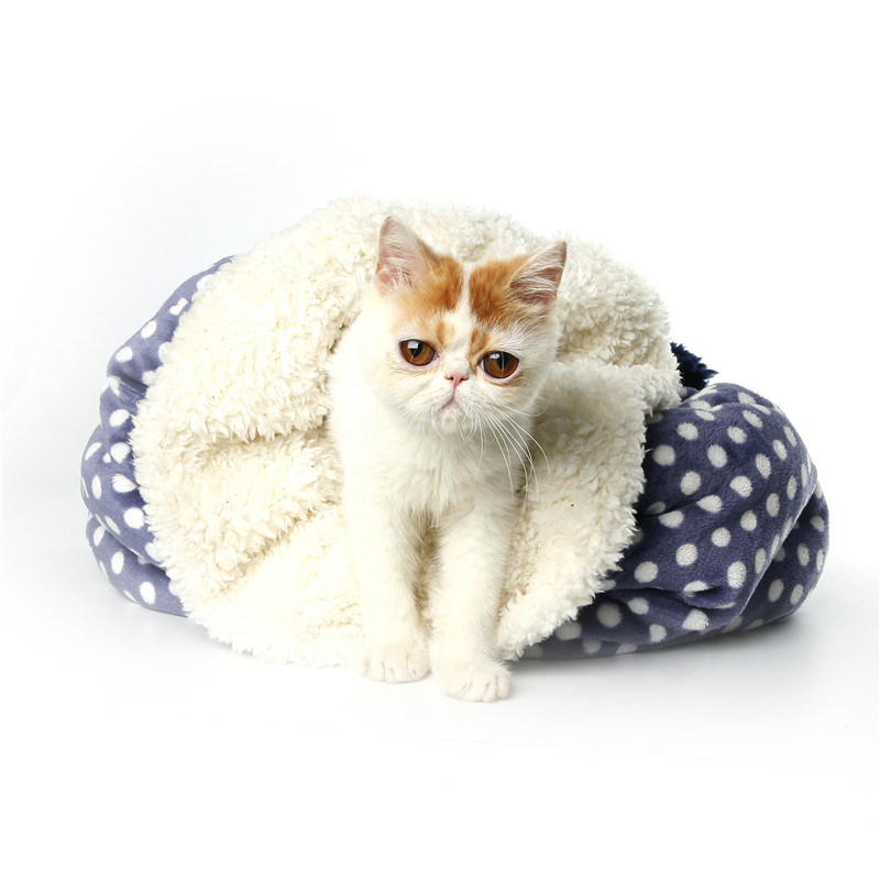 Quality Coral Velvet Cat Sleeping Bag White Warm Pet Beds