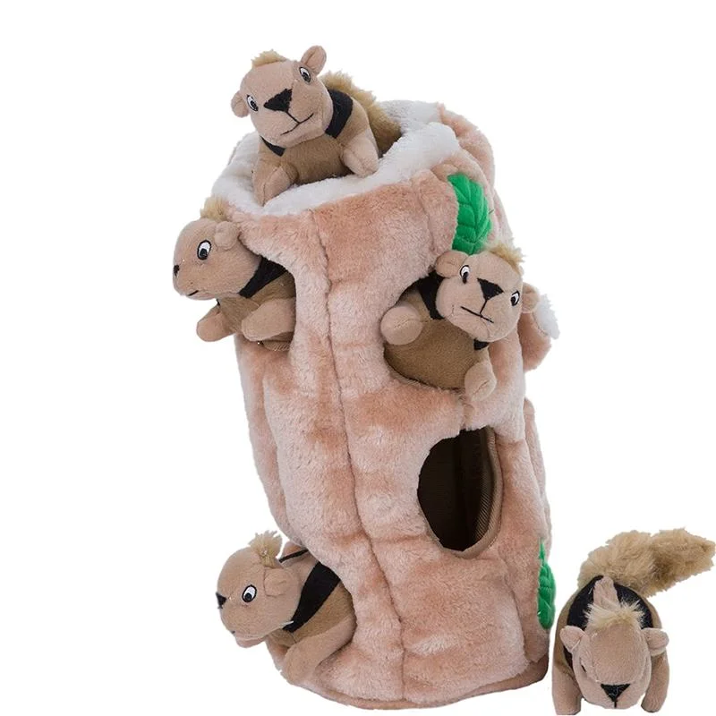 2021 Hot Sale New Design Plush Squeaky Dog Toy Hide-a-Squirrel Squeaky Puzzle Plush Dog Toy