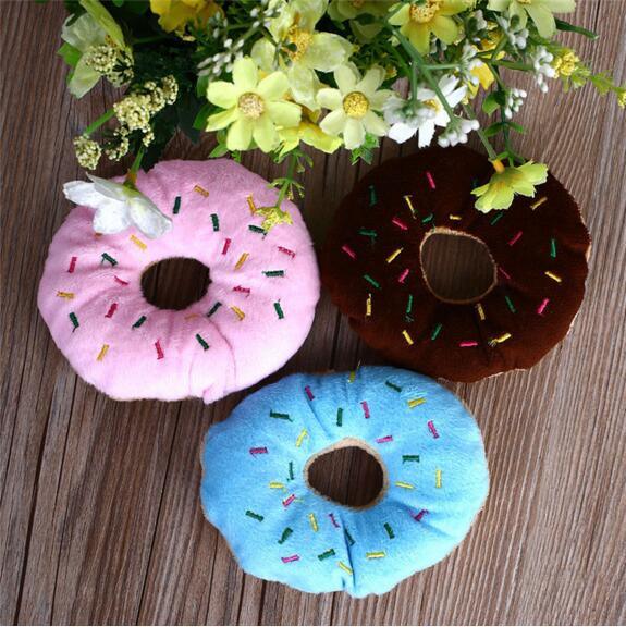Lovely Pet Squeaker Plush Donut Toys