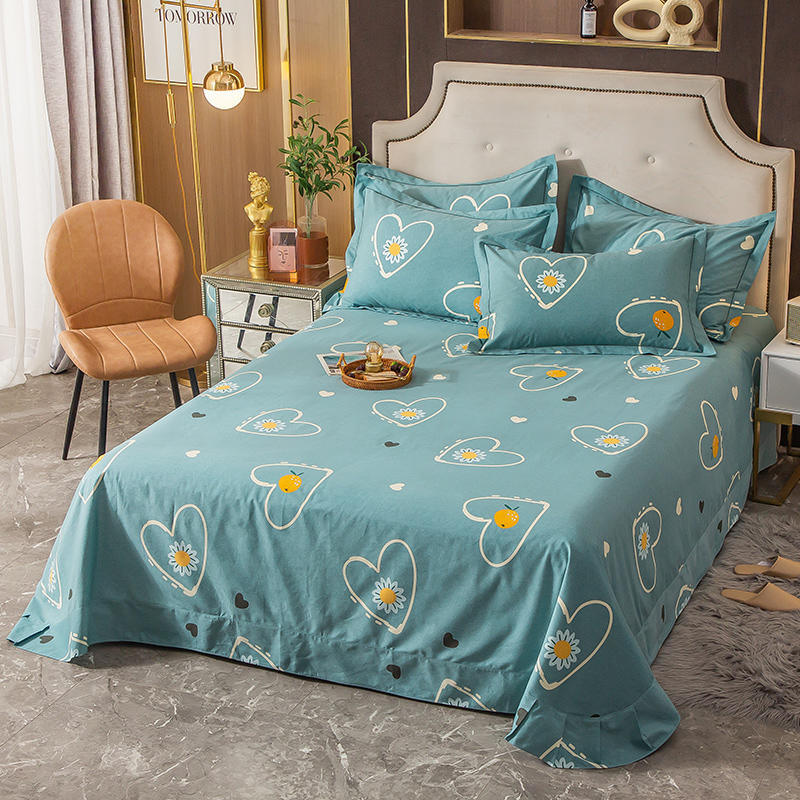 Hot Sale Bed Sheet Set Cheap Price Extra Soft for Cyan Printed Double Bed Linen