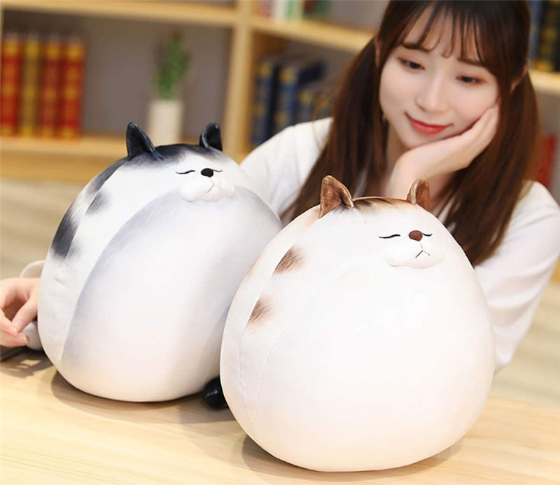 Cute Chubby Plush Cat Stuffed Animal Calico Cat Plush Toy Pillow