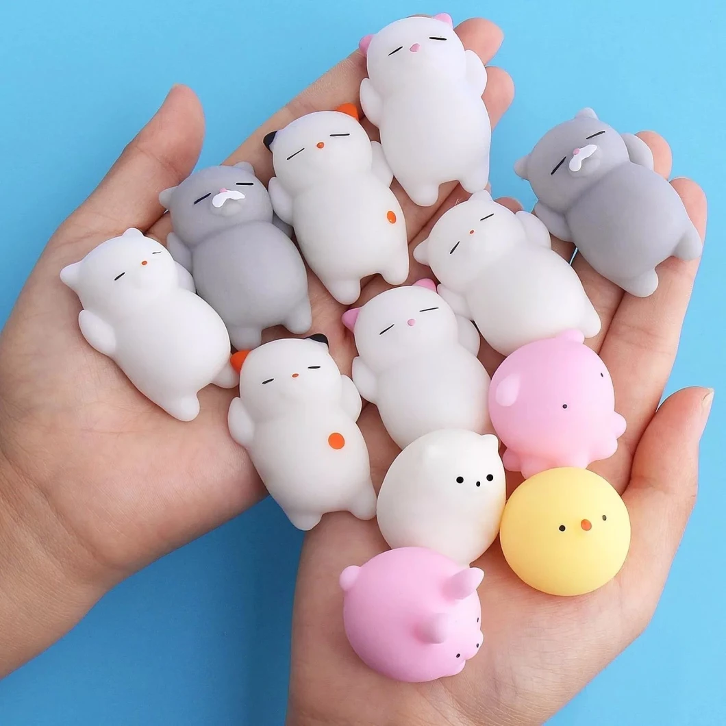 Squeeze-Lazy Cat Mini Animal Squishy 3D Kawaii Animals Eco-Friendly Soft Mochi Squeeze Squishy Cat Toys