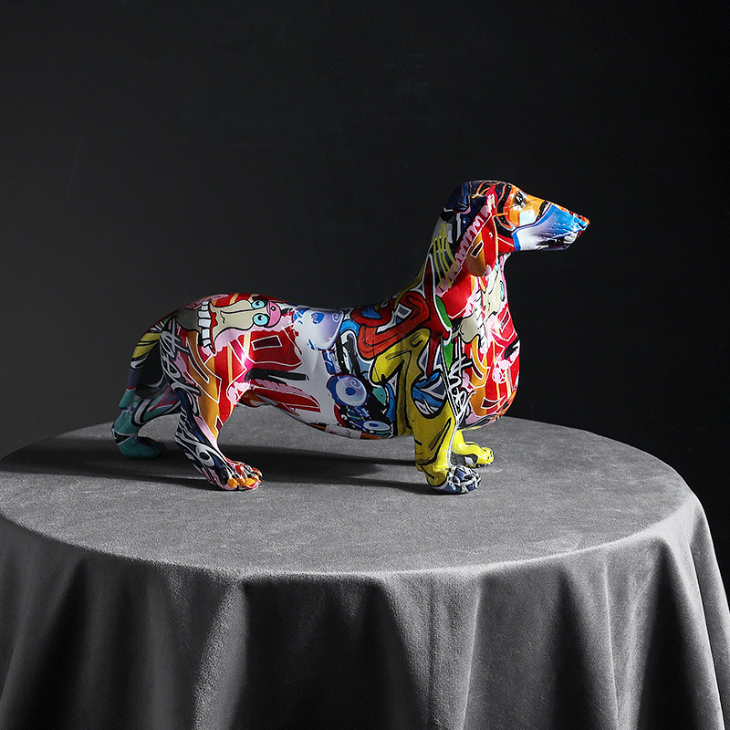 Contemporary Art Polyresin Sausage Dog Home Decorative Ornaments