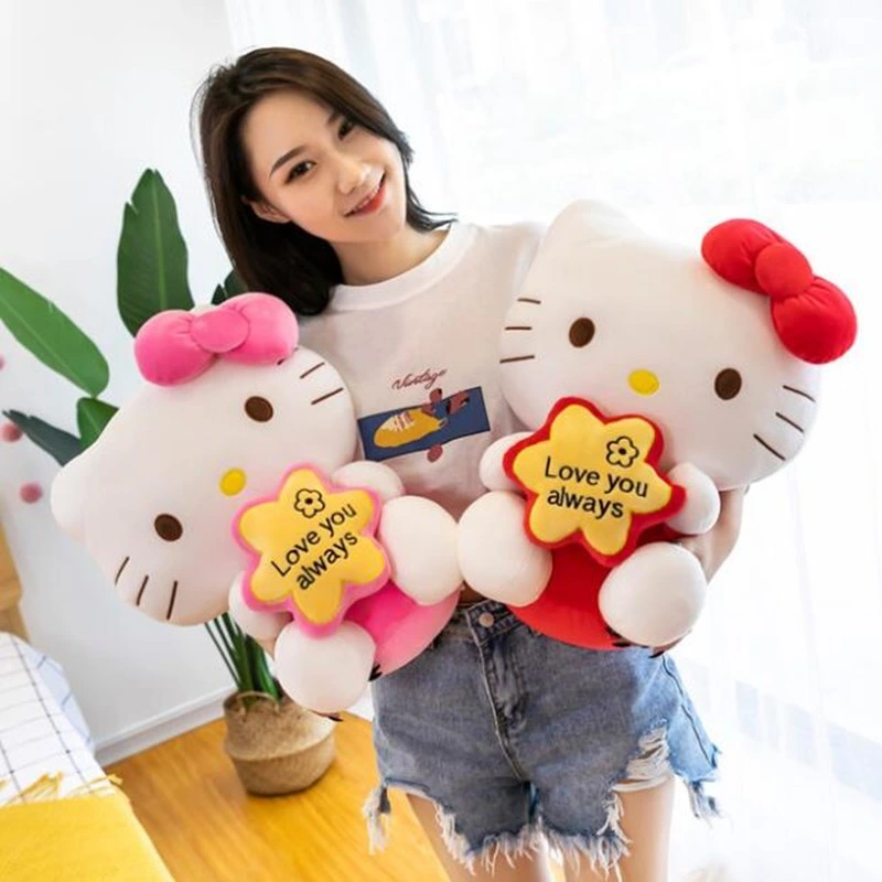 Japan Sanrio Cartoon Cute Soft Hello Kitty Cat Plush Toy for Valentine Gifts