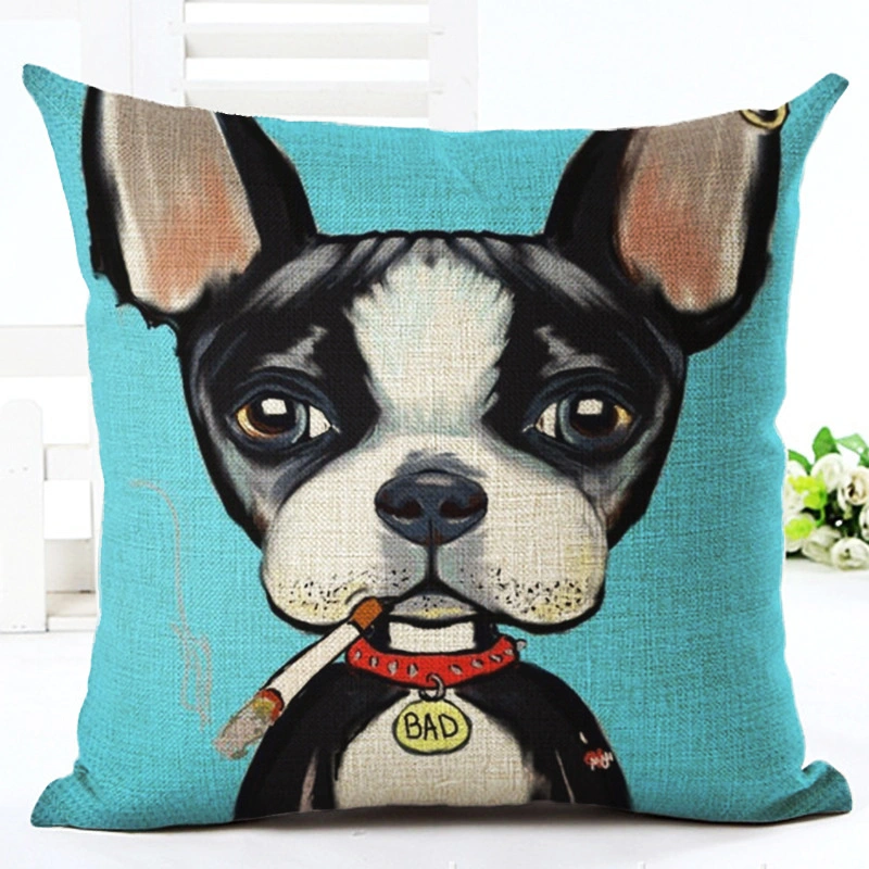 Cartoon Dog Series Linen Pillowcase Living Room Sofa Digital Printed Cushion Cover