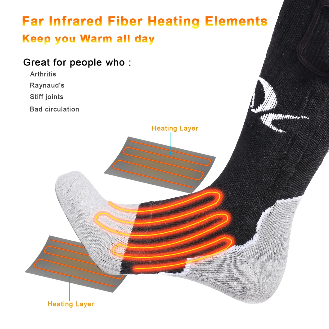 Custom Logo Battery Heated Ski Socks Men Womens Heated Socks