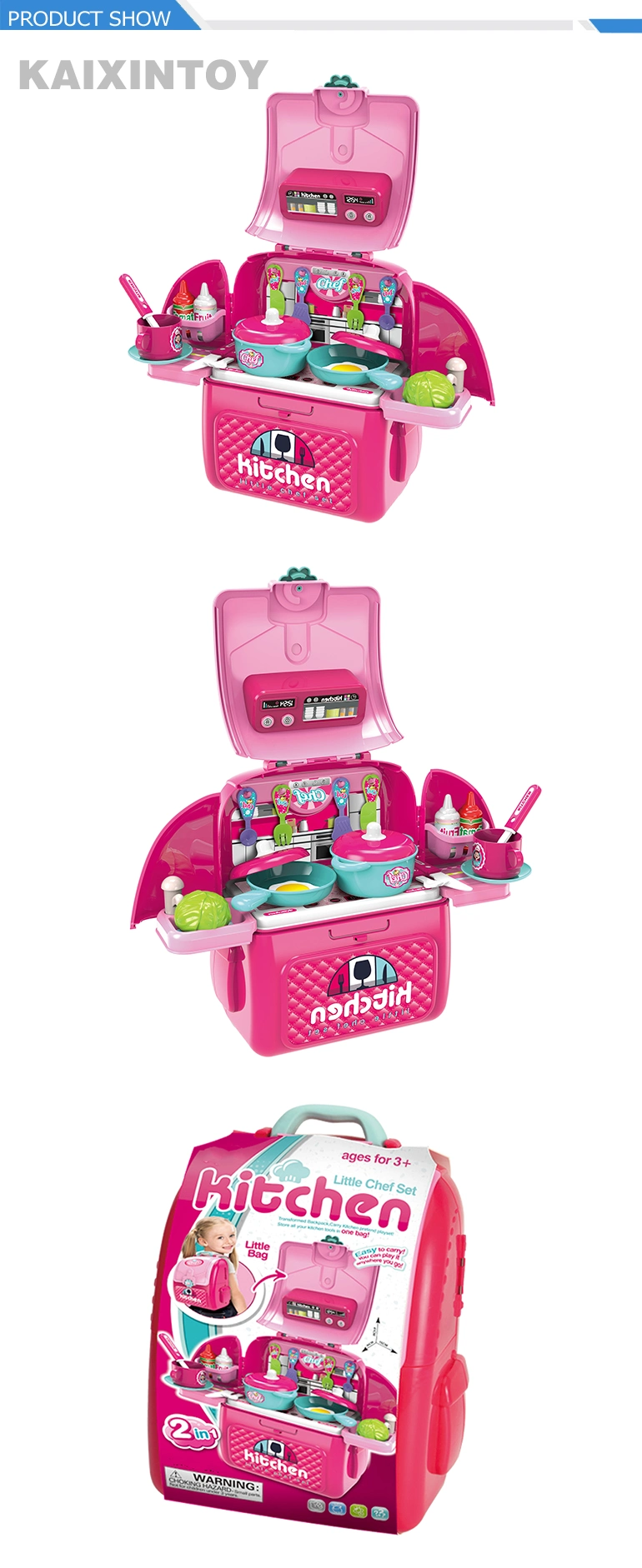 2 in 1 Backpack Kids Play Kitchen Toy Educational Pretend Play Girl Kitchen Toy