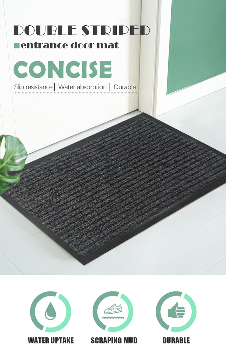 Ribbed Striped Mats Entrance Door Mat with PVC Backing
