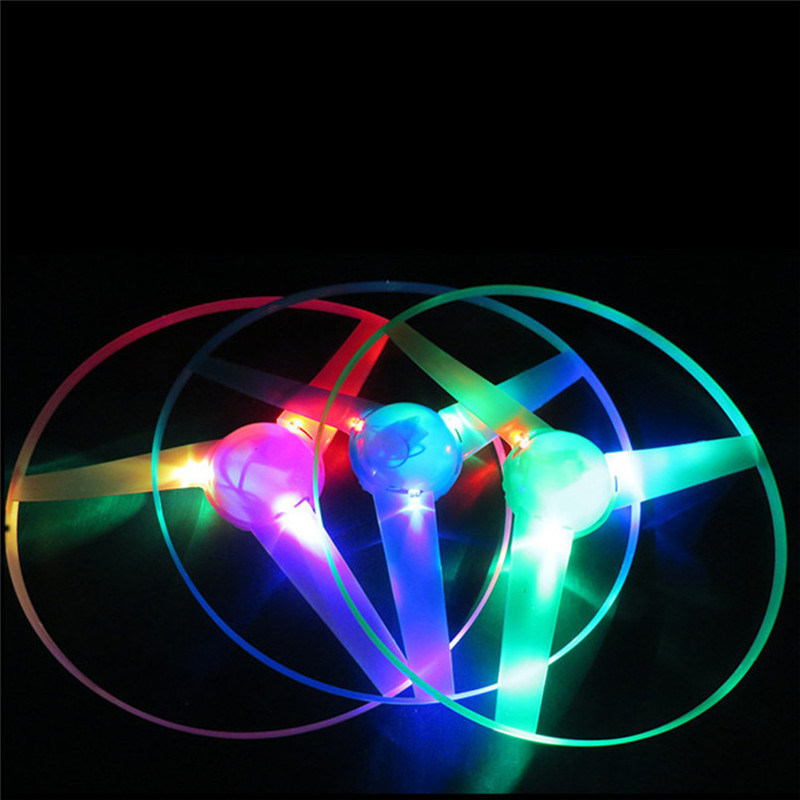 Funny Colorful Pull String UFO LED Flying Disc Plastic Toys