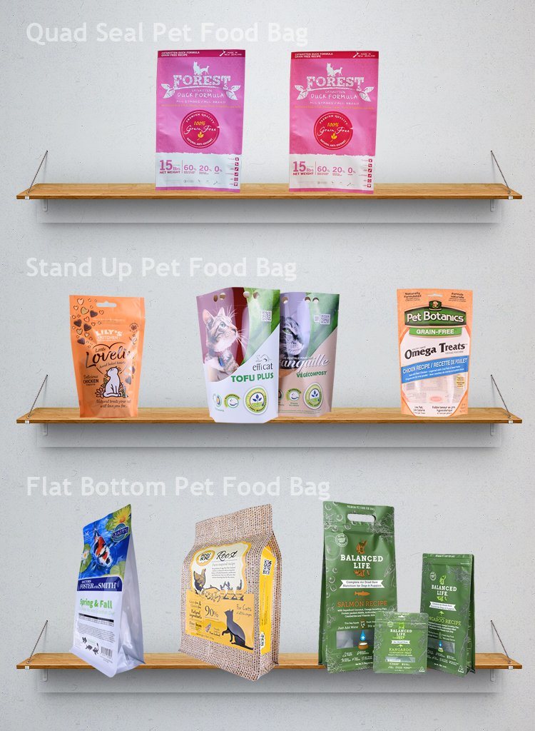 Standing up Plastic Animal Feed Pet Pouch Dog Food Packaging Bag