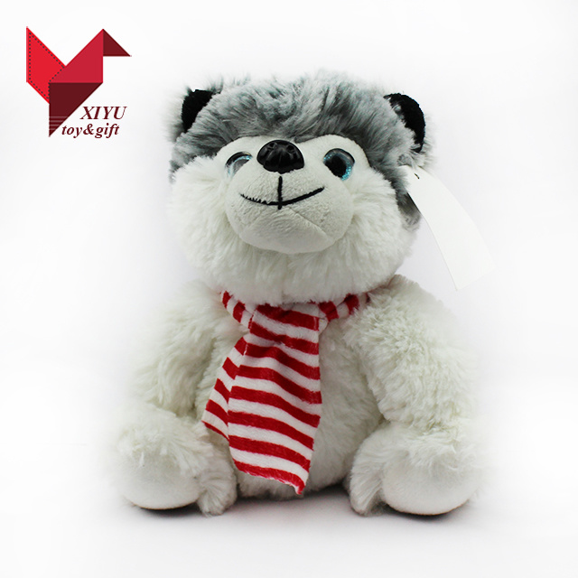 OEM Small Huskey Stuffed Scarf Soft Plush Dog Toy for Kids