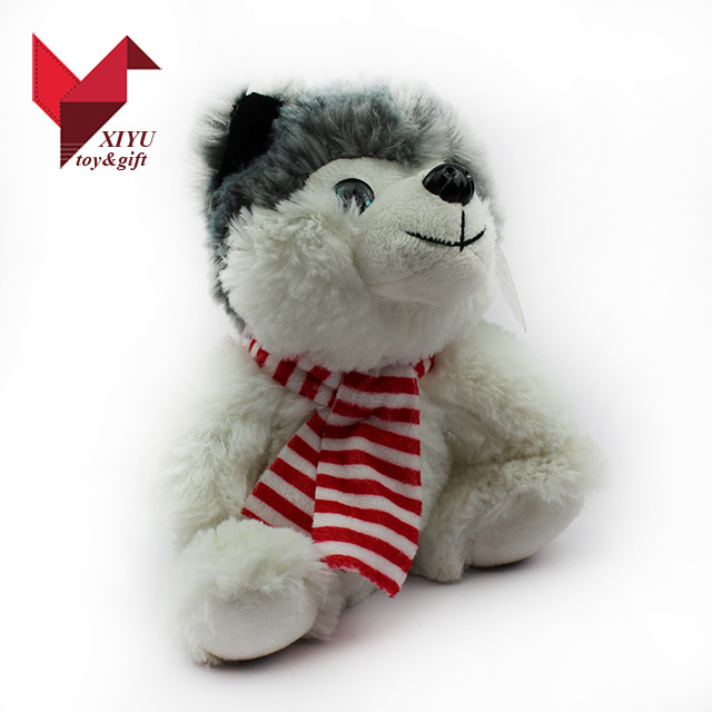 OEM Small Huskey Stuffed Scarf Soft Plush Dog Toy for Kids