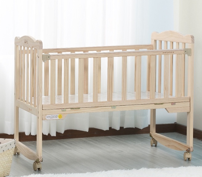 Japanese Style Solid Wood Non-Lacquer Multi-Function Baby Bed Baby Shake Bed Baby Bed