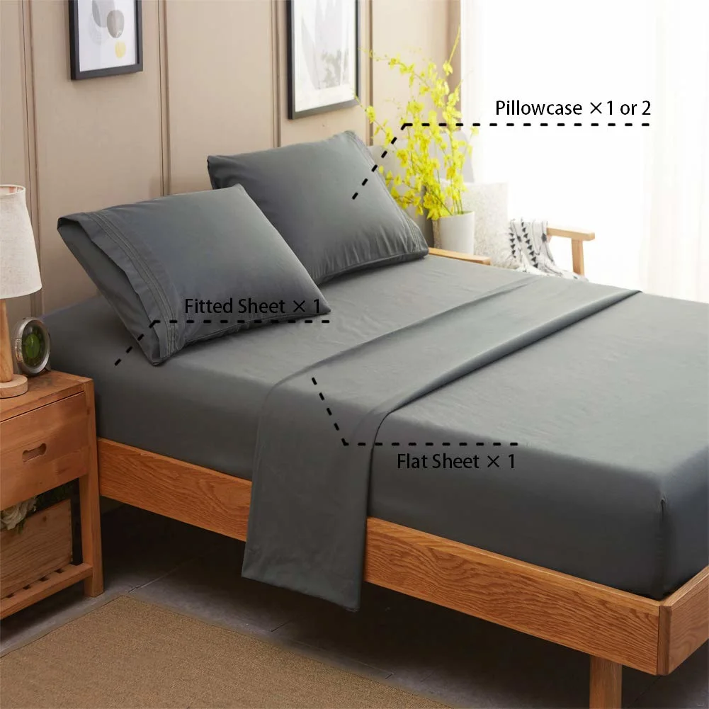 Bed Sheet Set Super Soft 100% Microfiber 1800 Thread Count Embroidered Hotel/Home Bed Comforter Set