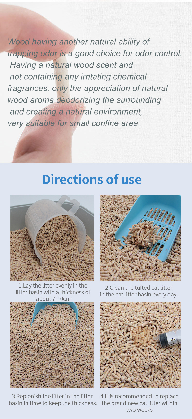 China Factory Produce Clumping Wood Cat Litter Pet Products