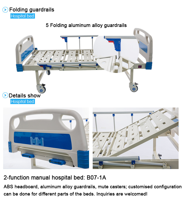 Manufacturer Wholesale of ABS Adjustable Hospital Ward Use Beds 2 Cranks Manual Beds