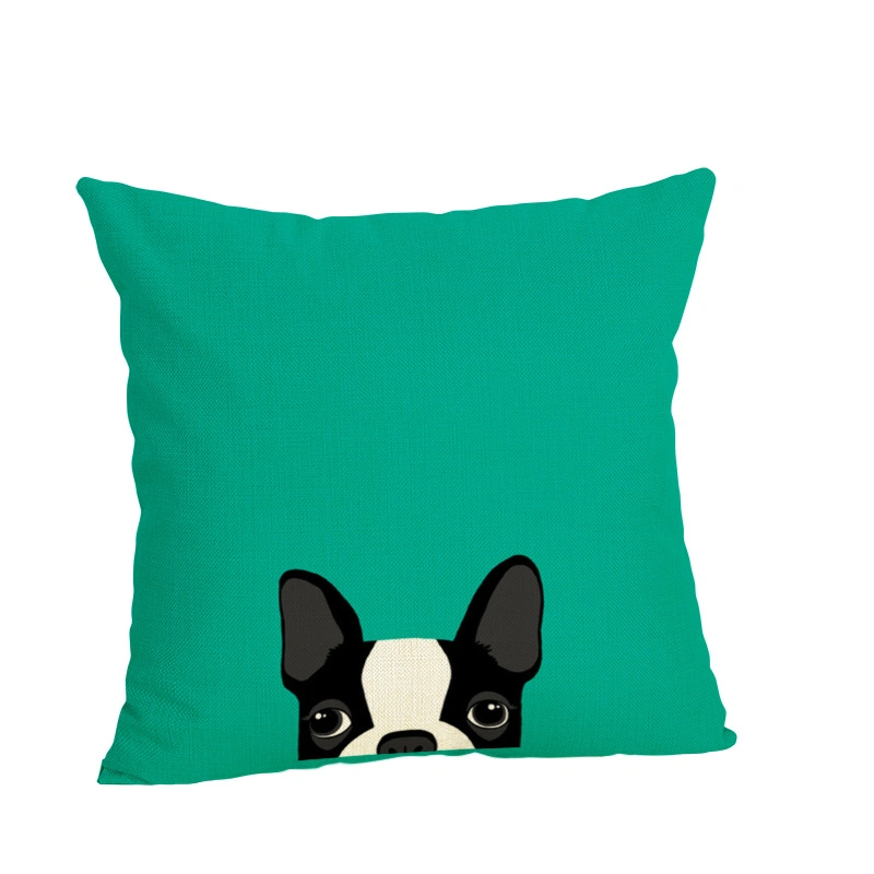 Cute Colorful Pet Dog Series Linen Pillowcase Living Room Sofa Cushion Cover