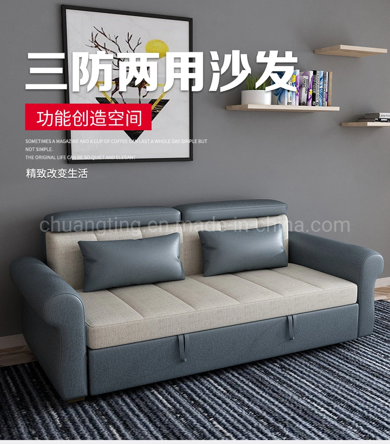 Modern Living Room Folding Iron Bed Feet Frame Comfortable Sleeping Big Sofa Bed