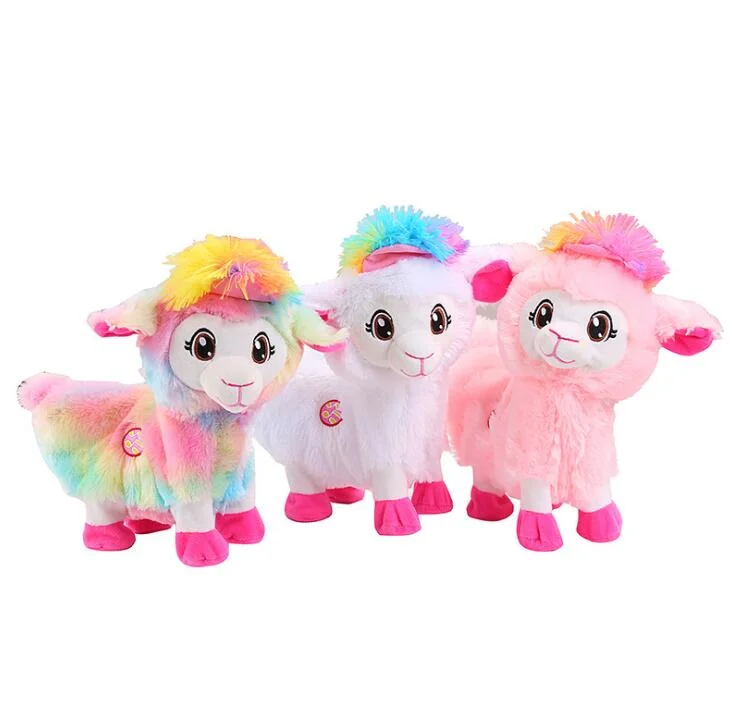 Dancing Talking Cartoon Building Blocks Electronic Sheep Plush Stuffed Toys