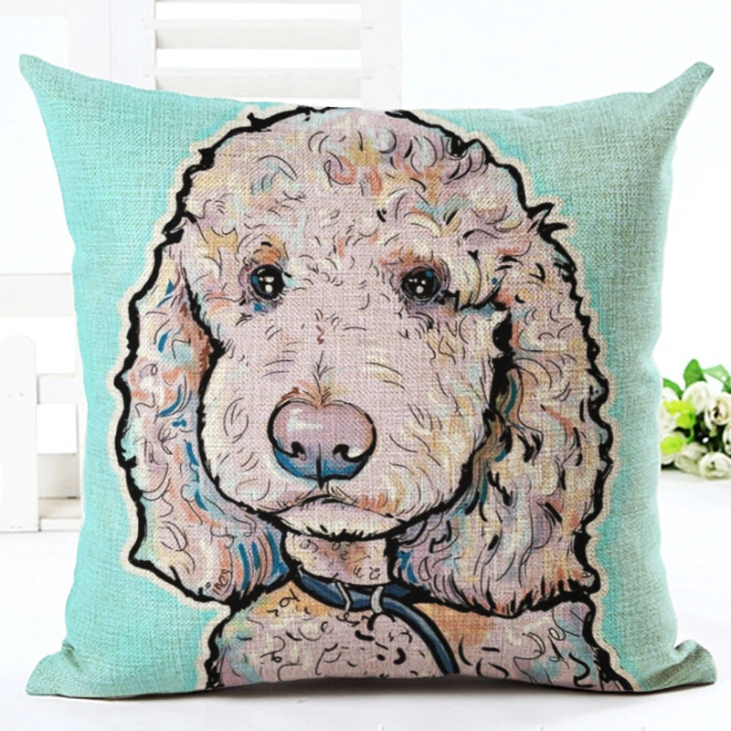 Cartoon Dog Series Linen Pillowcase Living Room Sofa Digital Printed Cushion Cover