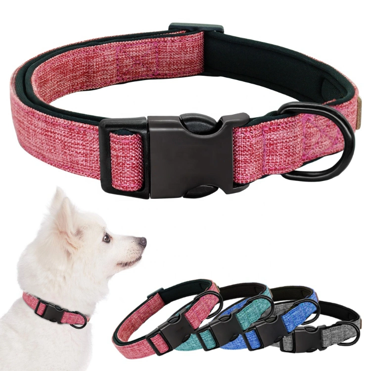Eco-Friendly Luxury Comfortable Neoprene Padded Canvas Pet Dog Collar