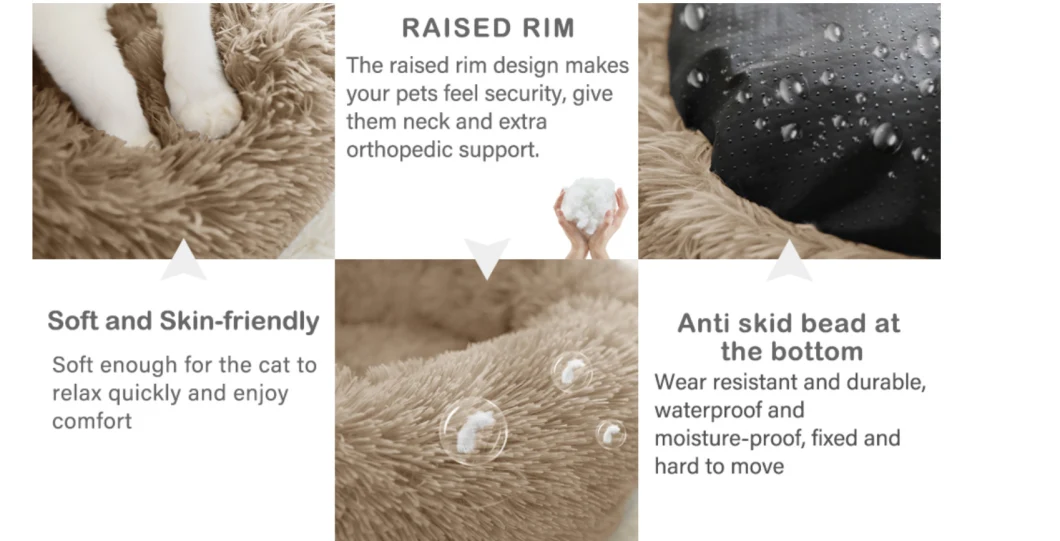 Pet Product Donut Dog Cat Bed, Anti-Slip Self-Warming Pet Bed