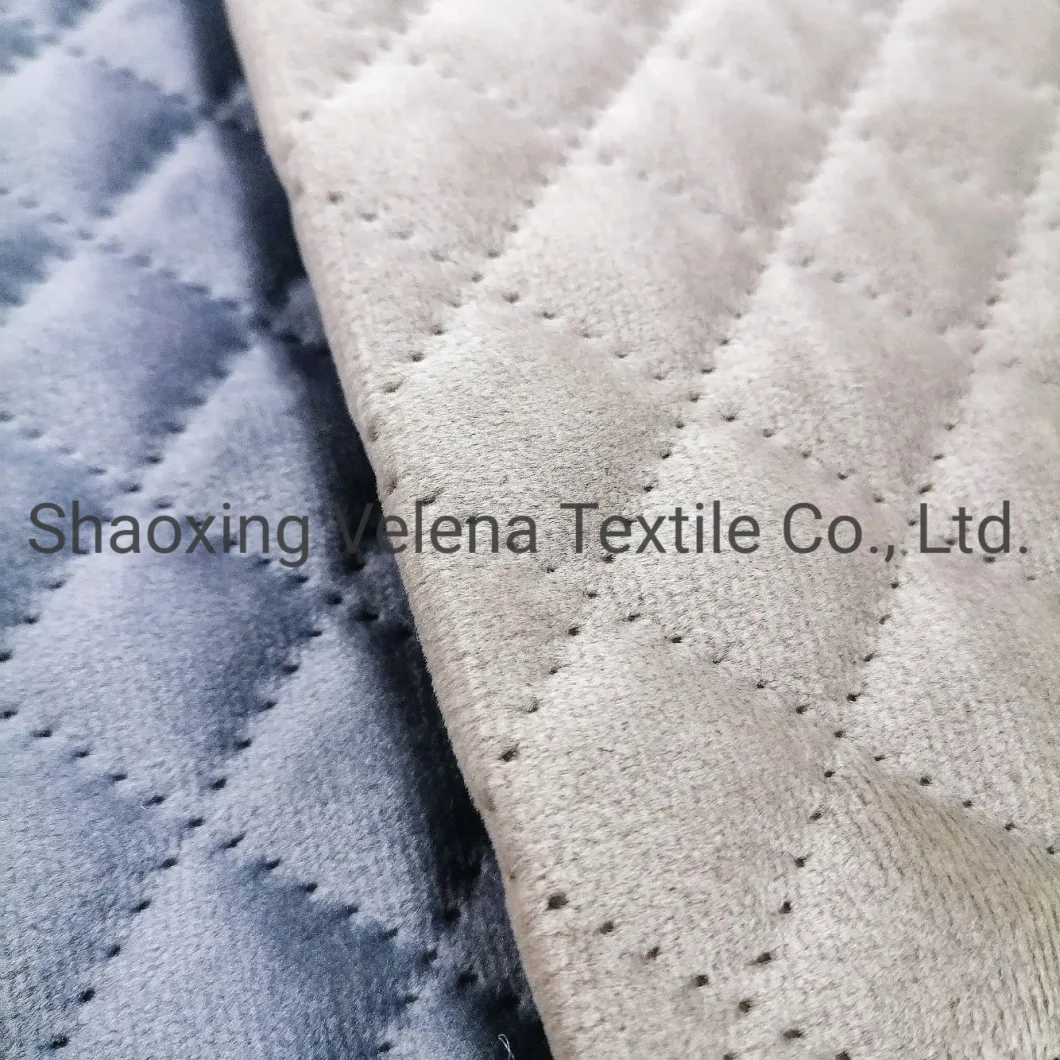Holland Velvet Dyeing Quilted Fabric with Ultrasonic Home Textile Upholstery Furniture Fabric for Sofa Jacket Pillow